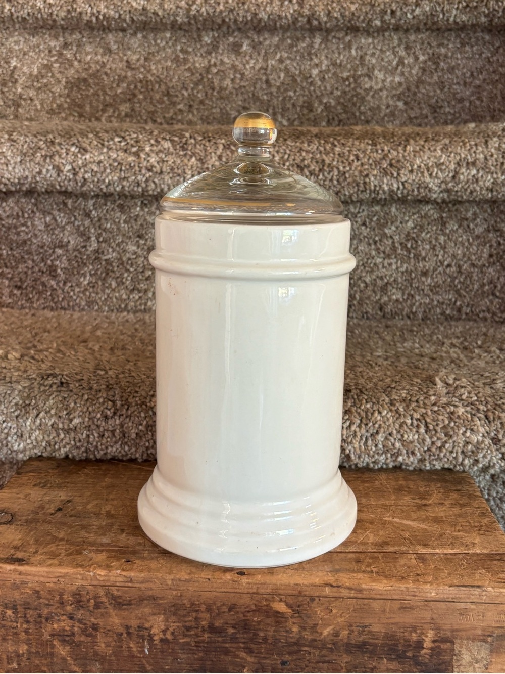 White Ceramic Canister with Glass Lid